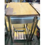 1 x Stainless Steel Prep Table With Wooden Cutting Top and Drawer