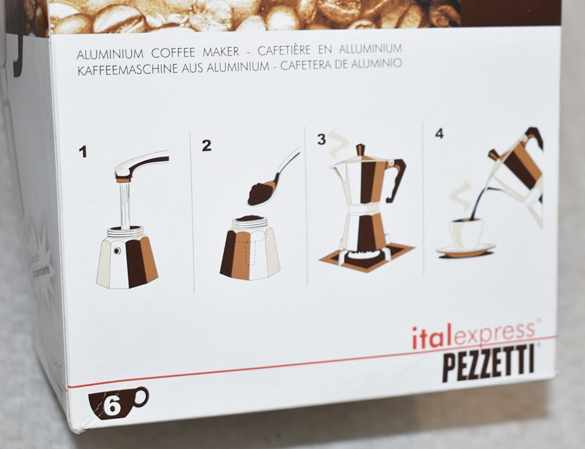 1 x PEZZETTI Italexpress Aluminium Stove Top 6-Cup Moka Pot - Unused Boxed Stock - Ref: HBK365 - Image 5 of 8