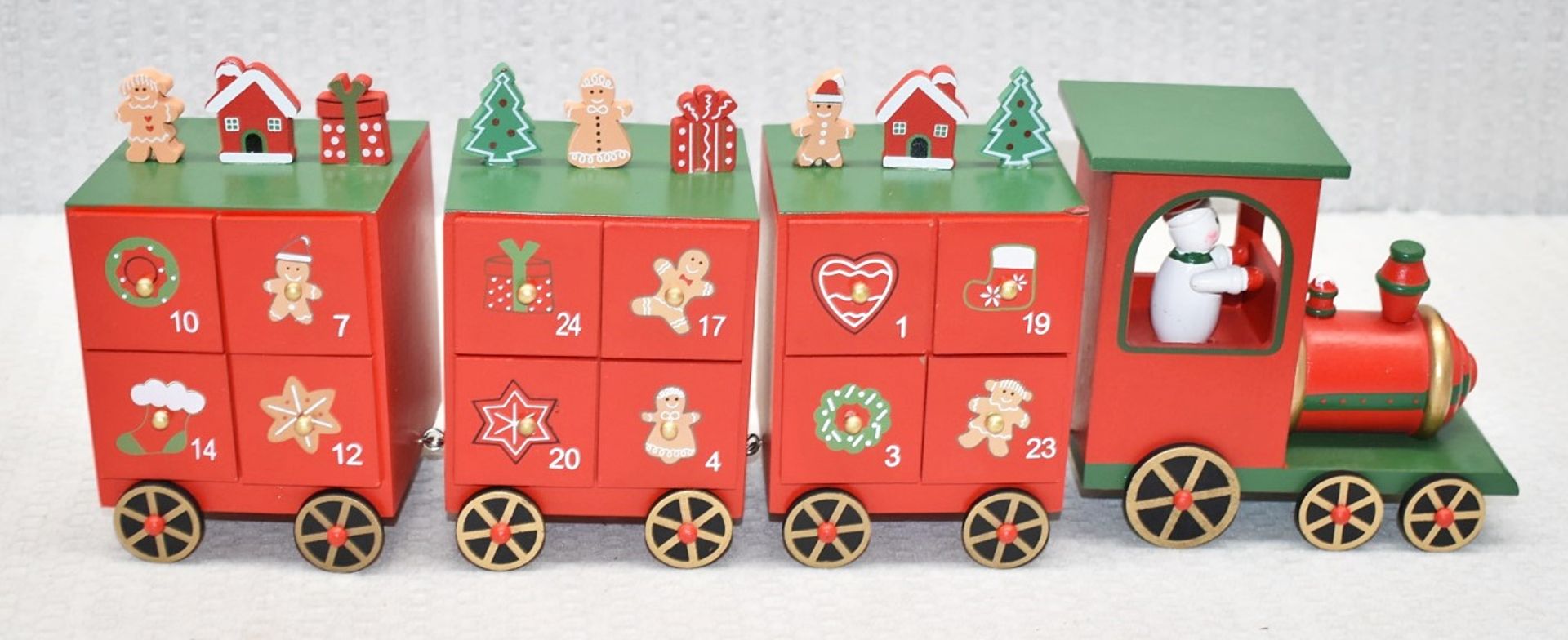 1 x HARRODS OF LONDON Wooden Train Advent Calendar - Original Price £55.00 - Image 4 of 11