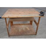 1 x Wooden Workbench With Stanley 4" Vice - 118 (L) x 94.5(D) x 88(H) cms - Ref: K234 - CL905 - Loca