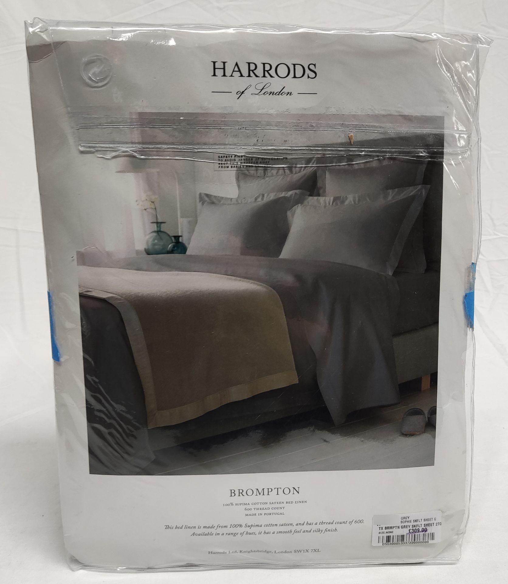 1 x HARRODS OF LONDON Brompton Super King Flat Sheet (270cm X 300cm) - Grey - Original RRP £309 - - Image 8 of 11