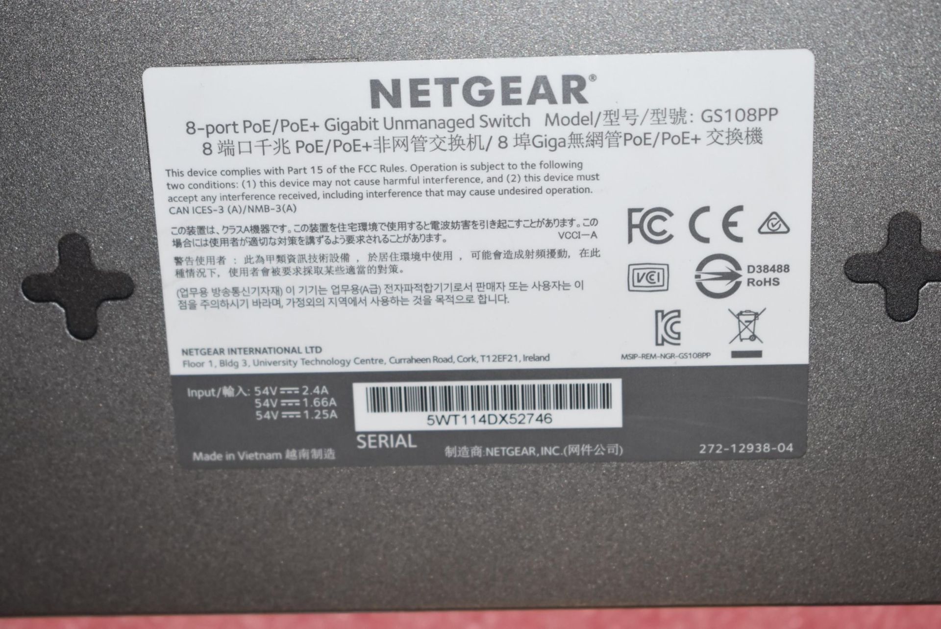 1 x NETGEAR GS108PP ProSAFE FlexPoE 8-Port Unmanaged Rackmount Gigabit PoE+ Switch - Image 5 of 5