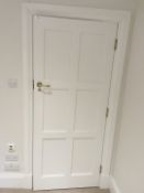 1 x Solid Wood Painted Lockable Internal Door in White - Includes Handles and Hinges