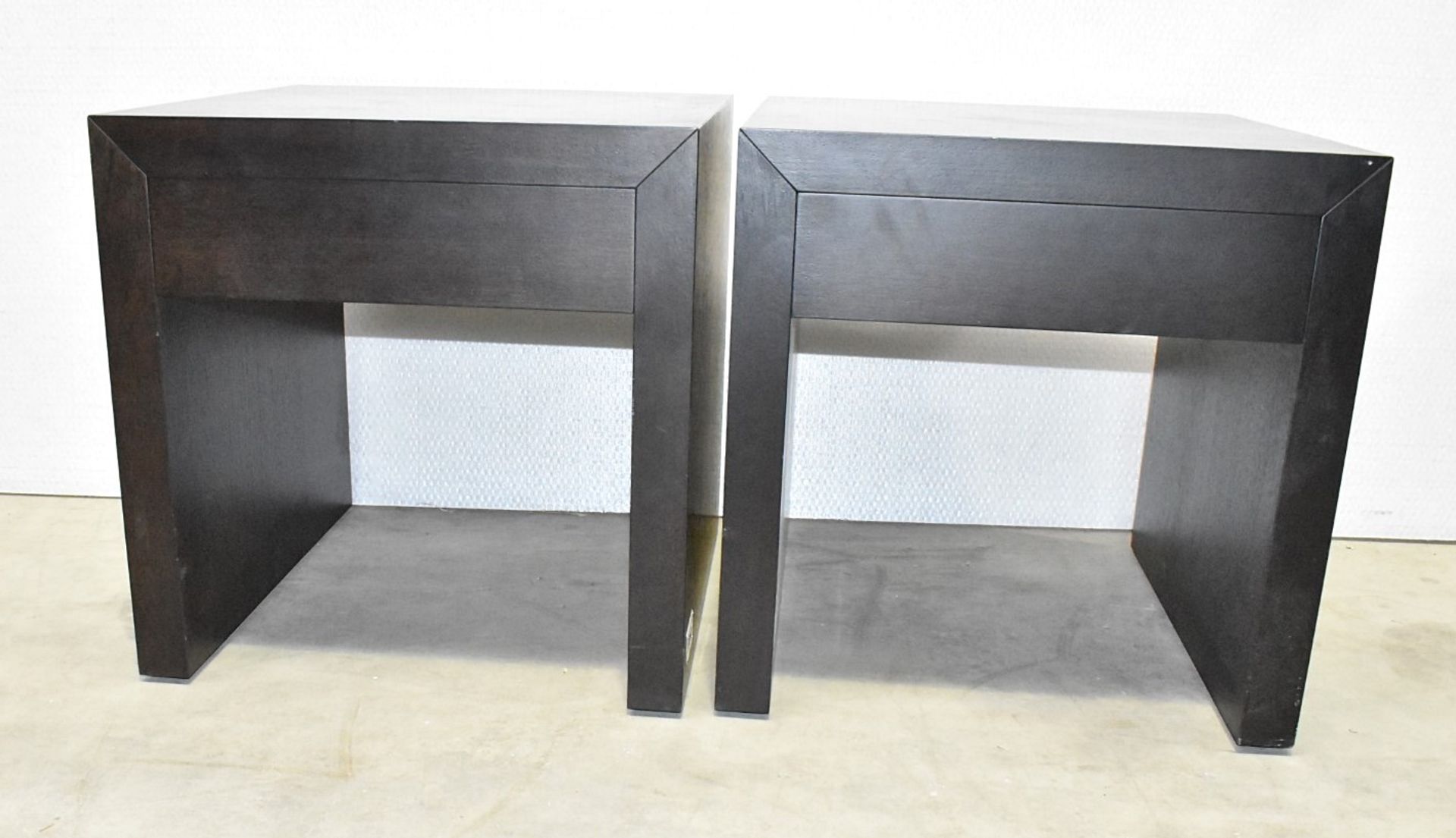 Pair of FENDI Modern Designer Wooden Bedside Cabinets Featuring Suede-style Lined 1-Drawer Storage - Image 9 of 15
