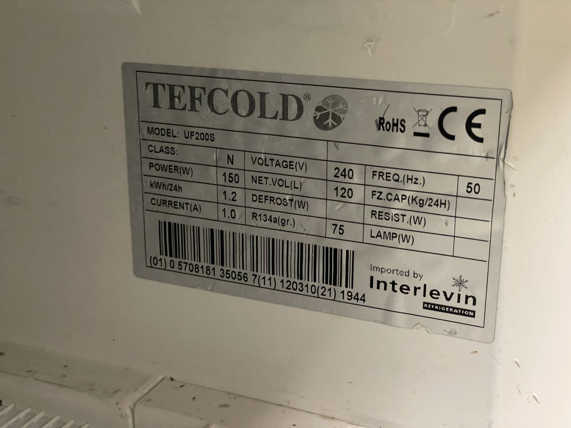 1 x Tefcold UF200S Undercounter Commercial Freezer With a Stainless Steel Exterior - Dimensions: H85 - Image 2 of 3
