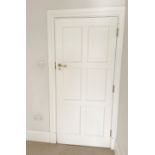 1 x Solid Wood Lockable Painted Internal Bathroom Door in White - Includes Handles and Hinges - Ref: