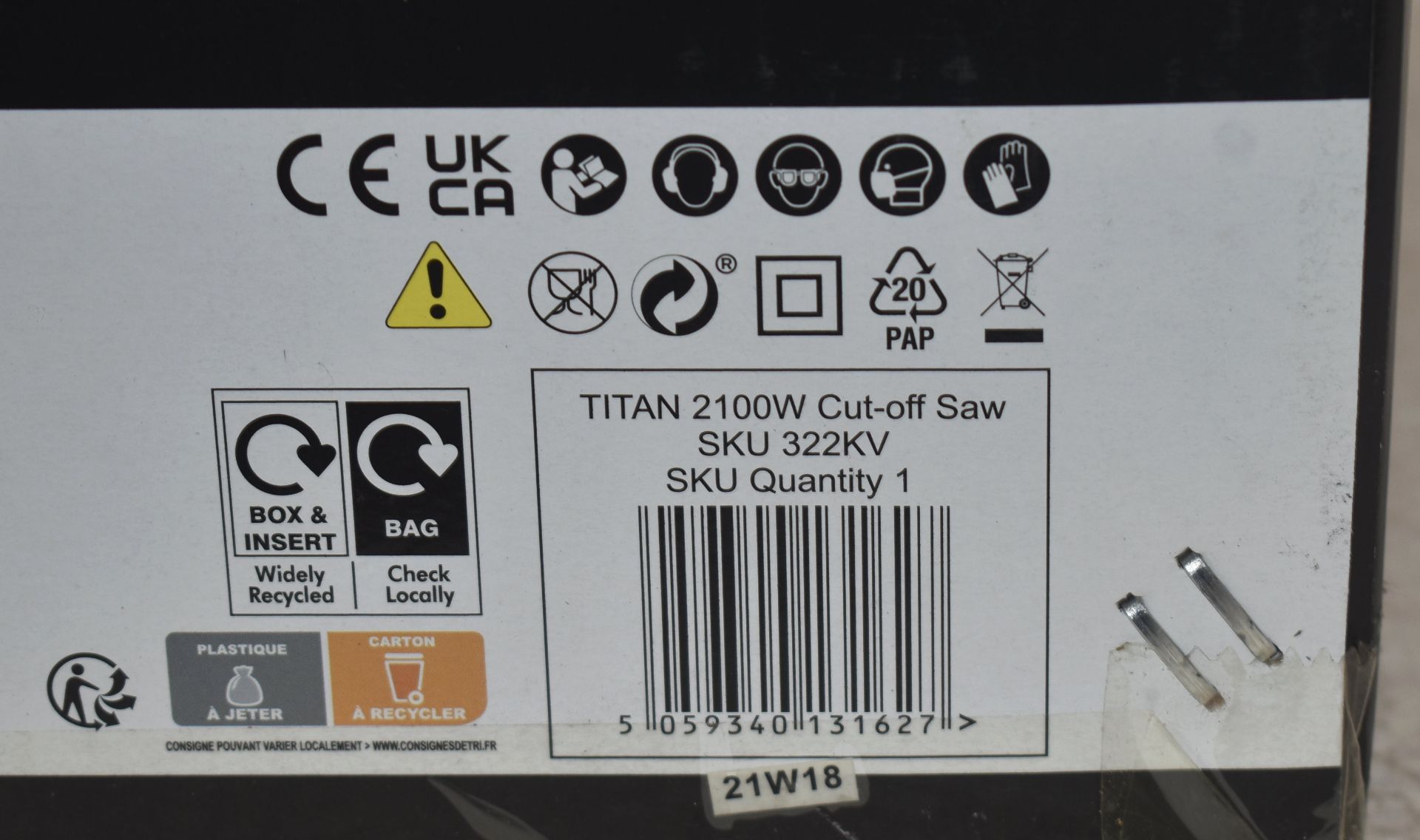 1 x TITAN 2100W 355Mm Cut-Off Saw / Chop Saw - Model: TTBS99BNS - Ref: K254 - CL905 - Location: Altr - Image 15 of 21