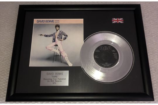 1 x Framed DAVID BOWIE Silver 7 Inch Vinyl Record - FAME - Mounted and Presented in a Black Frame - Image 6 of 6