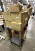 1 x Mobile Trolley Including Boxes of Unused Presser Foot Lifters and Induction Motors