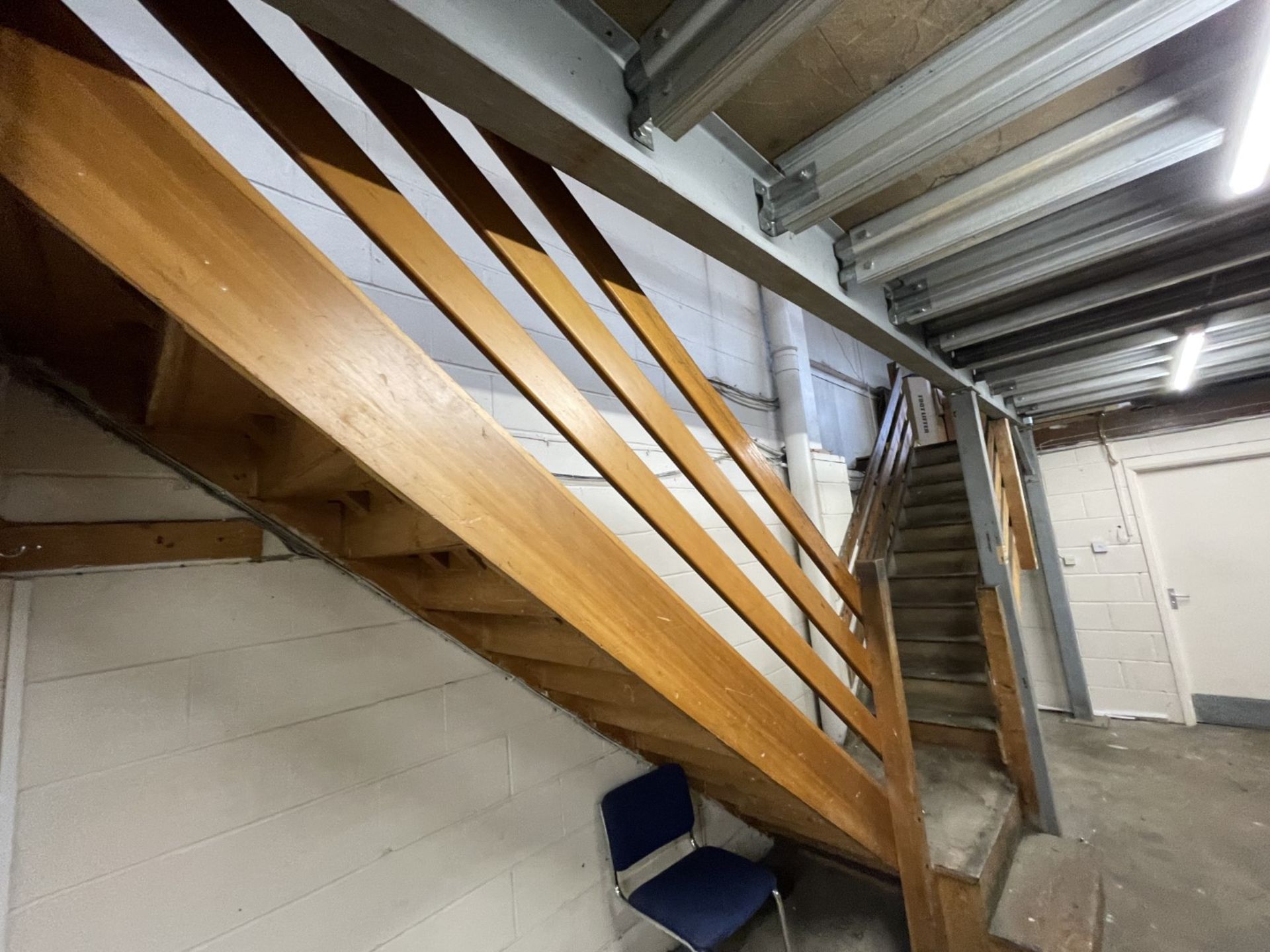 1 x Warehouse Mezzanine Floor With Floor Boards, Lights and Wooden Staircase - Approx Size: 16 x 16m - Image 13 of 30