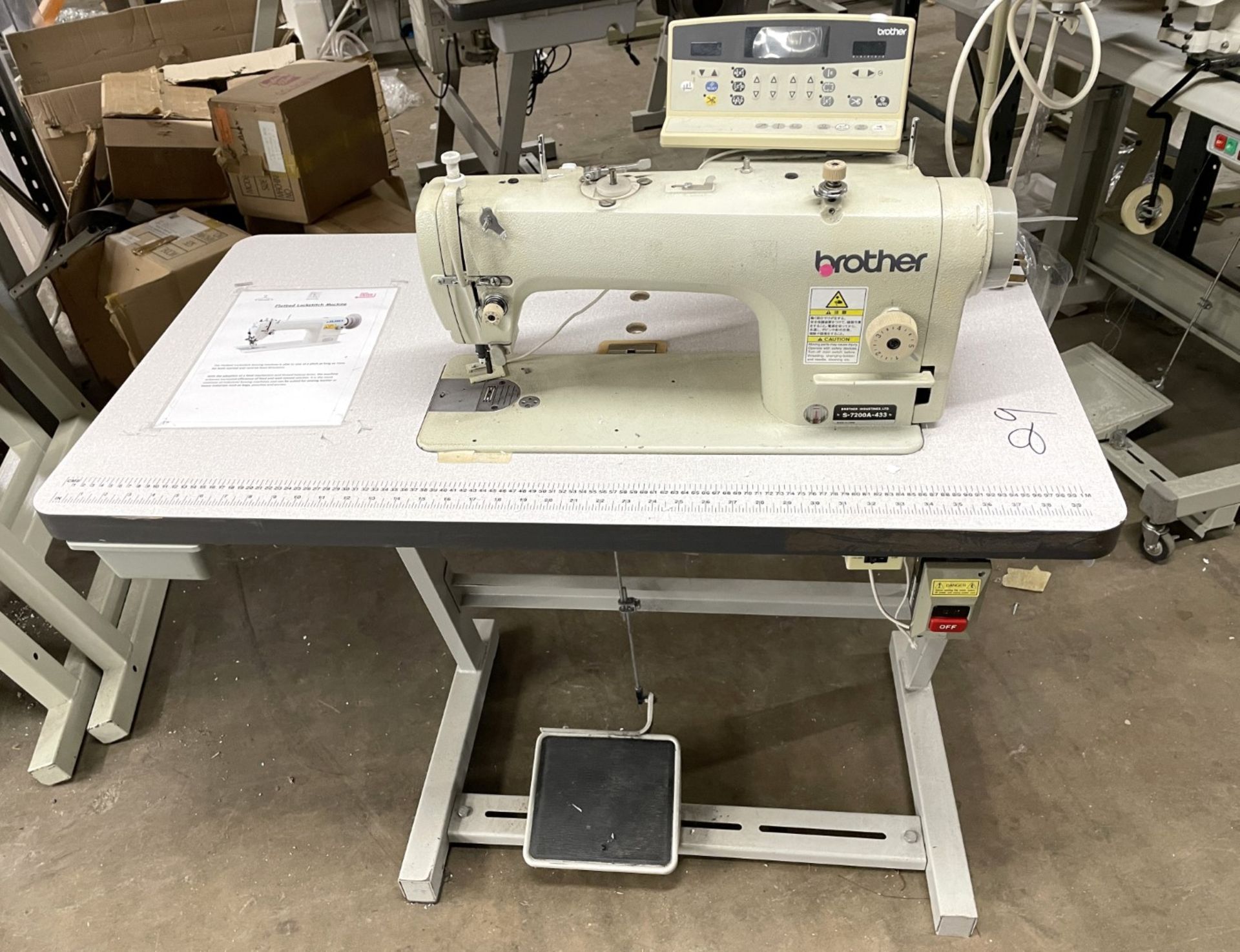 1 x Brother S-7200A-433 Industrial Single Needle Lockstitch Sewing Machine With Table