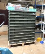 4 x Green Metal Storage Units Including 2 x Drawer Units and 2 x Upright Shelf Units