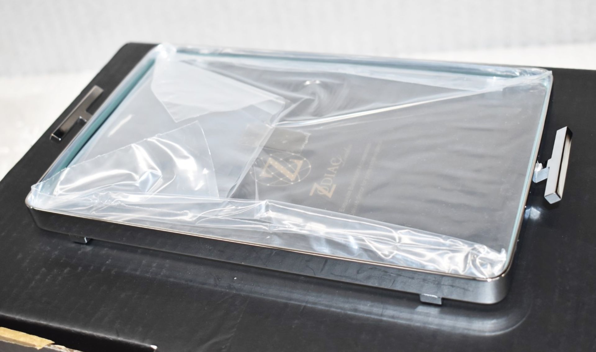 1 x ZODIAC Luxury Chrome Trimmed Glass Tray - Original Price £300.00 - Boxed - Read Full Description - Image 6 of 6