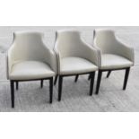 3 x Faux Leather Upholstered Chairs In Light Grey with Purple Piping - Ref: HBK579+580+581 / WH2 -