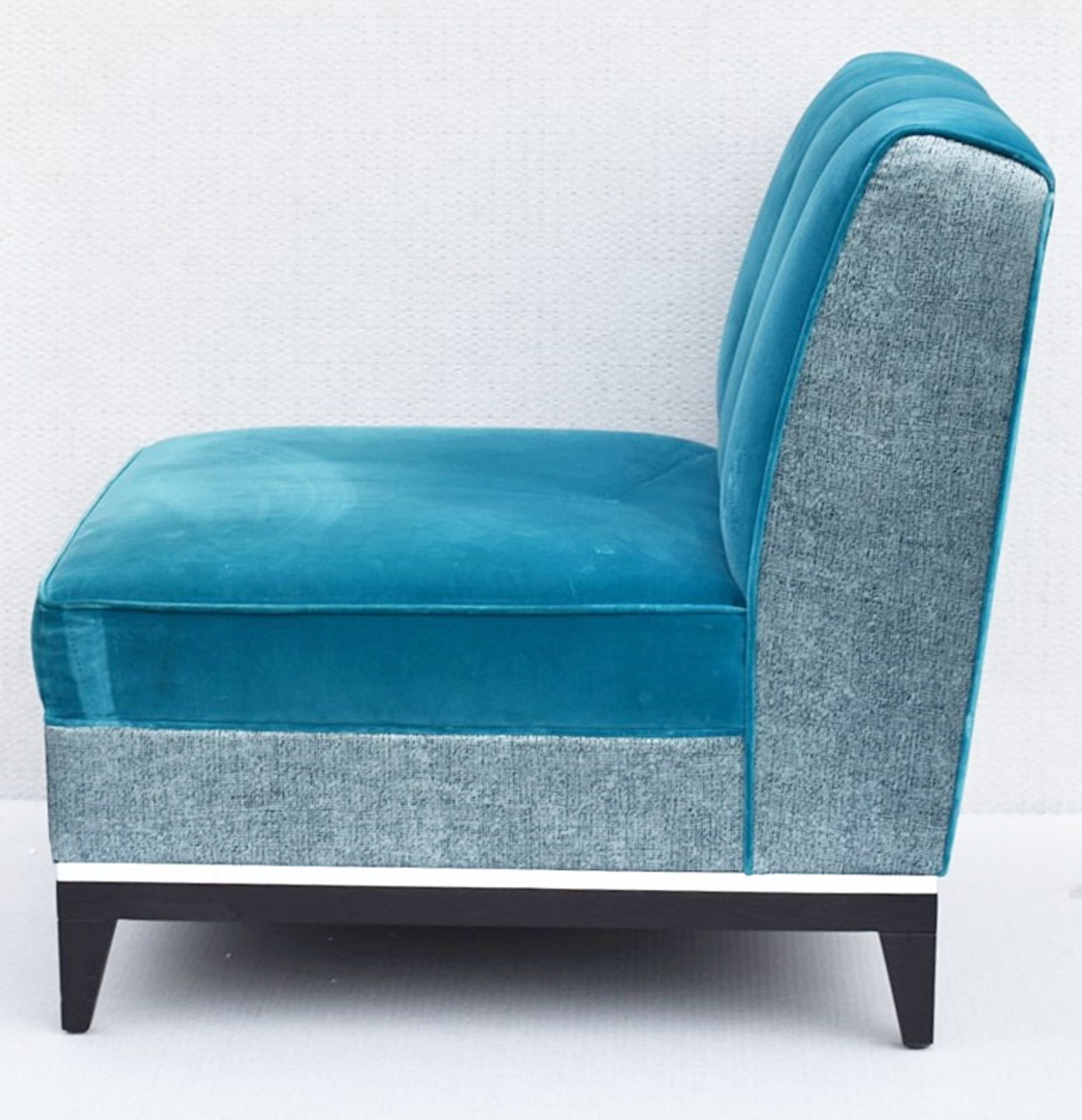 1 x Large Blue Velvet Upholstered Armchair - Ref: HBK501 / WH2 - CL987 - Location: Altrincham WA14* - Image 3 of 10