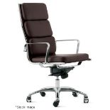 1 x LUXY Leather Upholstered Soft Pad Office Swivel Chair, Dark Brown - RRP £1,600