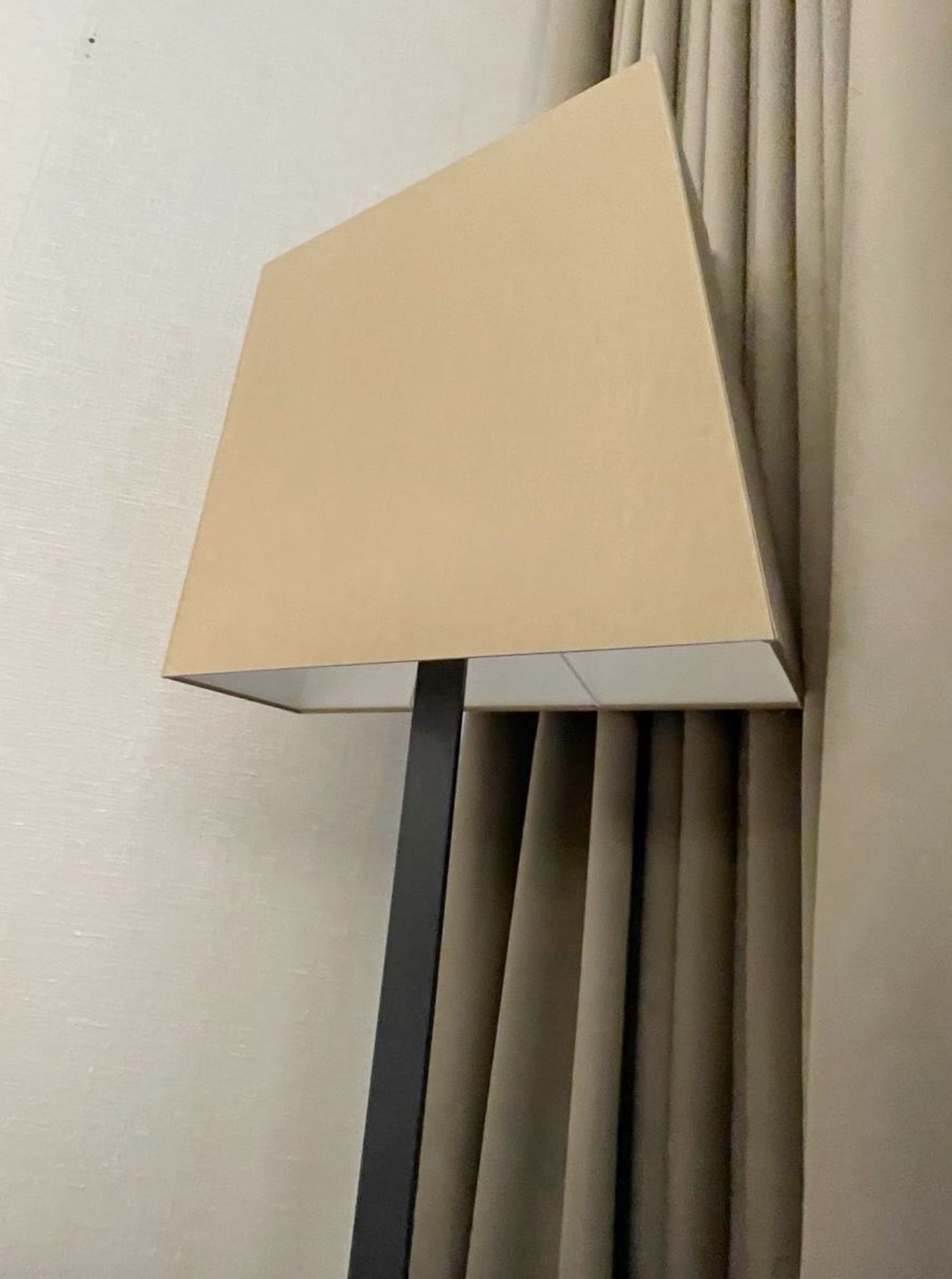 A Pair of Slender Profile Floor Lamps with Modern Angular Shades and Bronzed Finish - Image 2 of 11