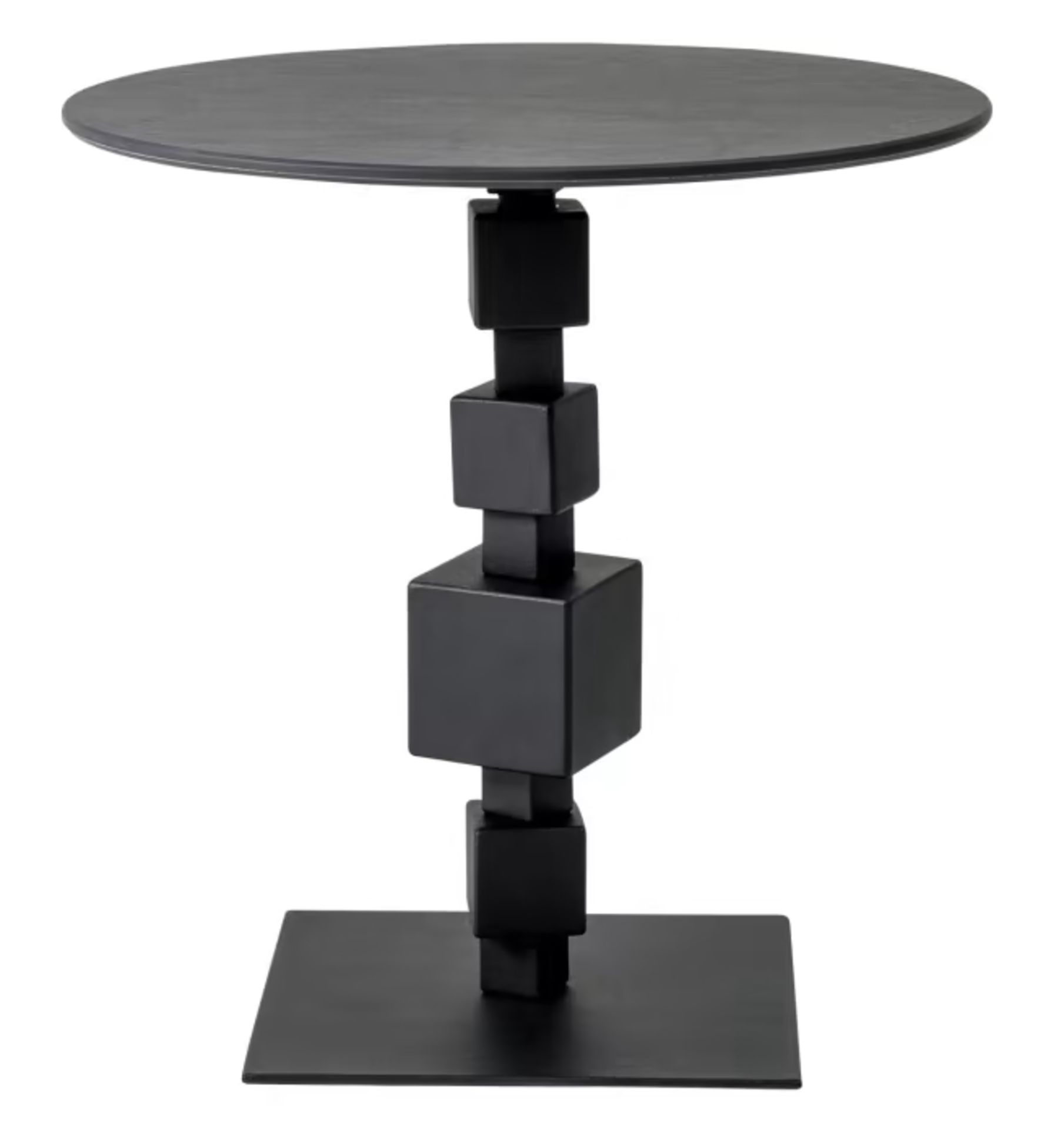 1 x NOLITA Occasional Side Table with a Cubed Metal Base, Bronzed Finish and Industrial - Image 7 of 9