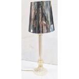 Set Of 2 x Mid-Century Classic Blown Murano Glass Table Lamp With Gold Flecks & Metallic Shades