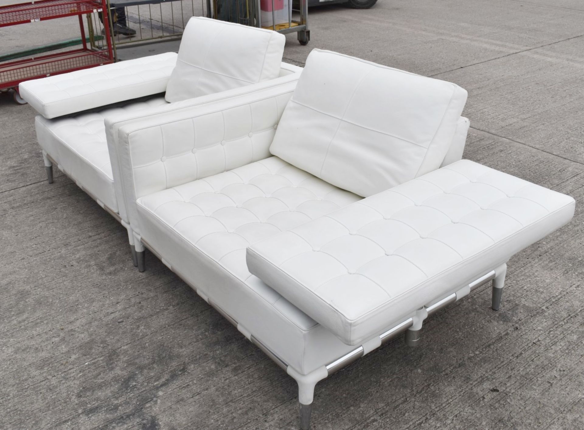 Pair Of CASSINA PRIVÉ / PHILIPPE STARCK Style Designer White Leather Lounge Chairs - Original Price