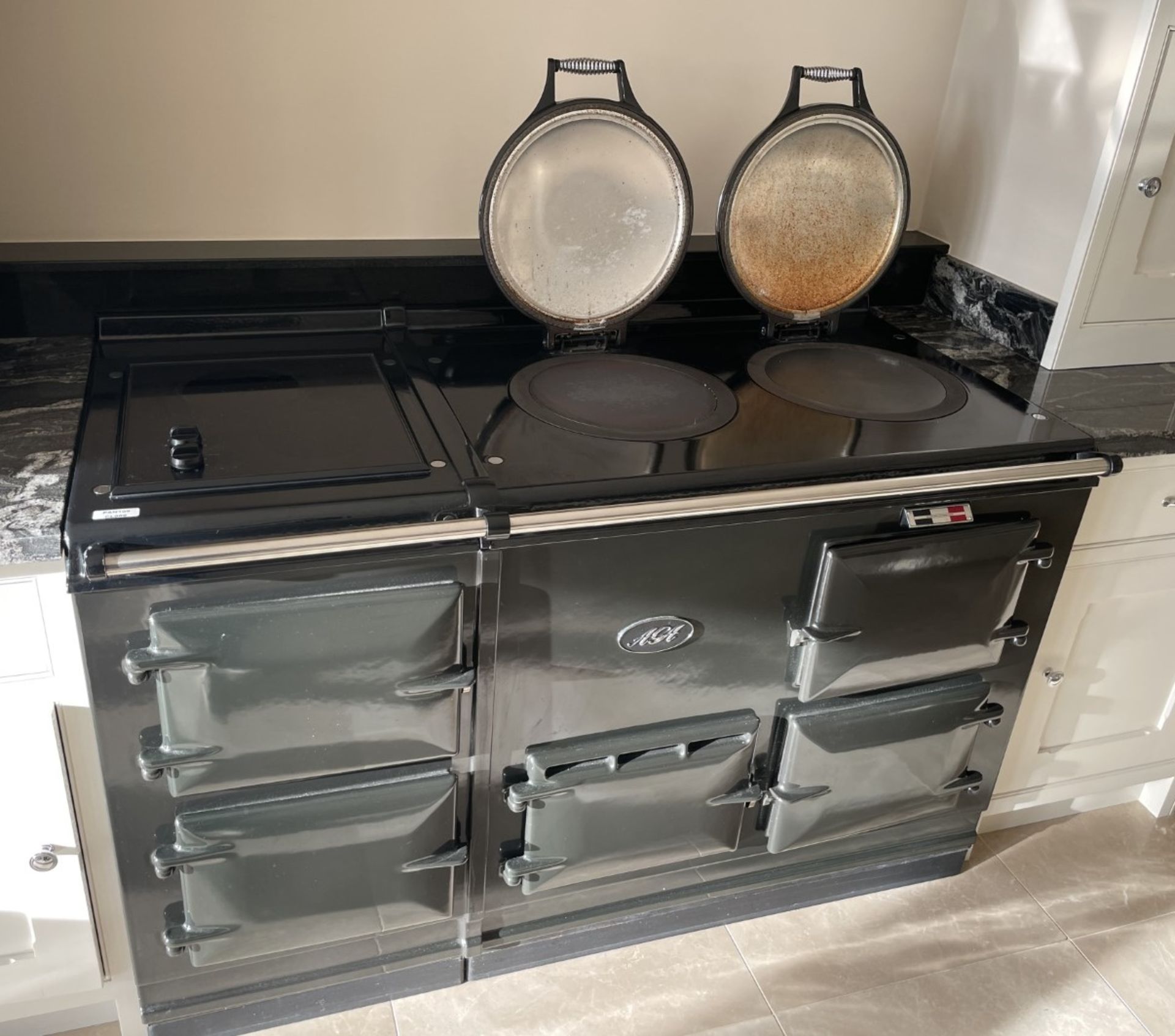 1 x AGA 4-Oven Electric Range Cooker With 2 Hot Plates, in Grey - NO VAT ON THE HAMMER