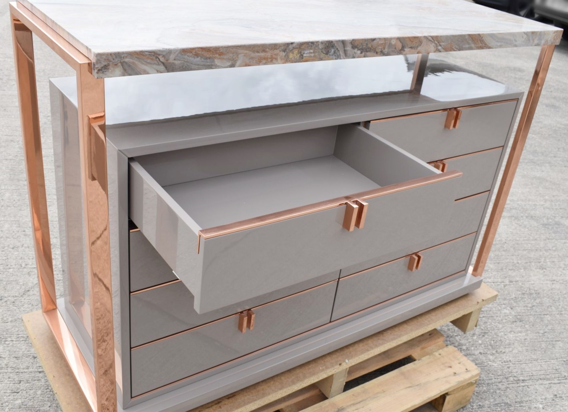 1 x FRATO 'LEXTON' Luxury Custom Ordered Marble Topped Chest of Drawers With Rose Gold Detail - Image 3 of 18