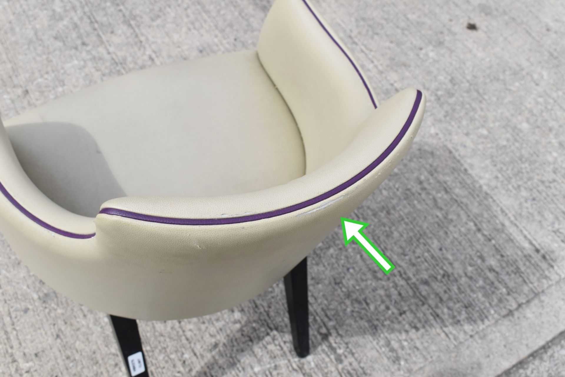 3 x Faux Leather Upholstered Chairs In Light Grey with Purple Piping - Ref: HBK579+580+581 / WH2 - - Image 11 of 12