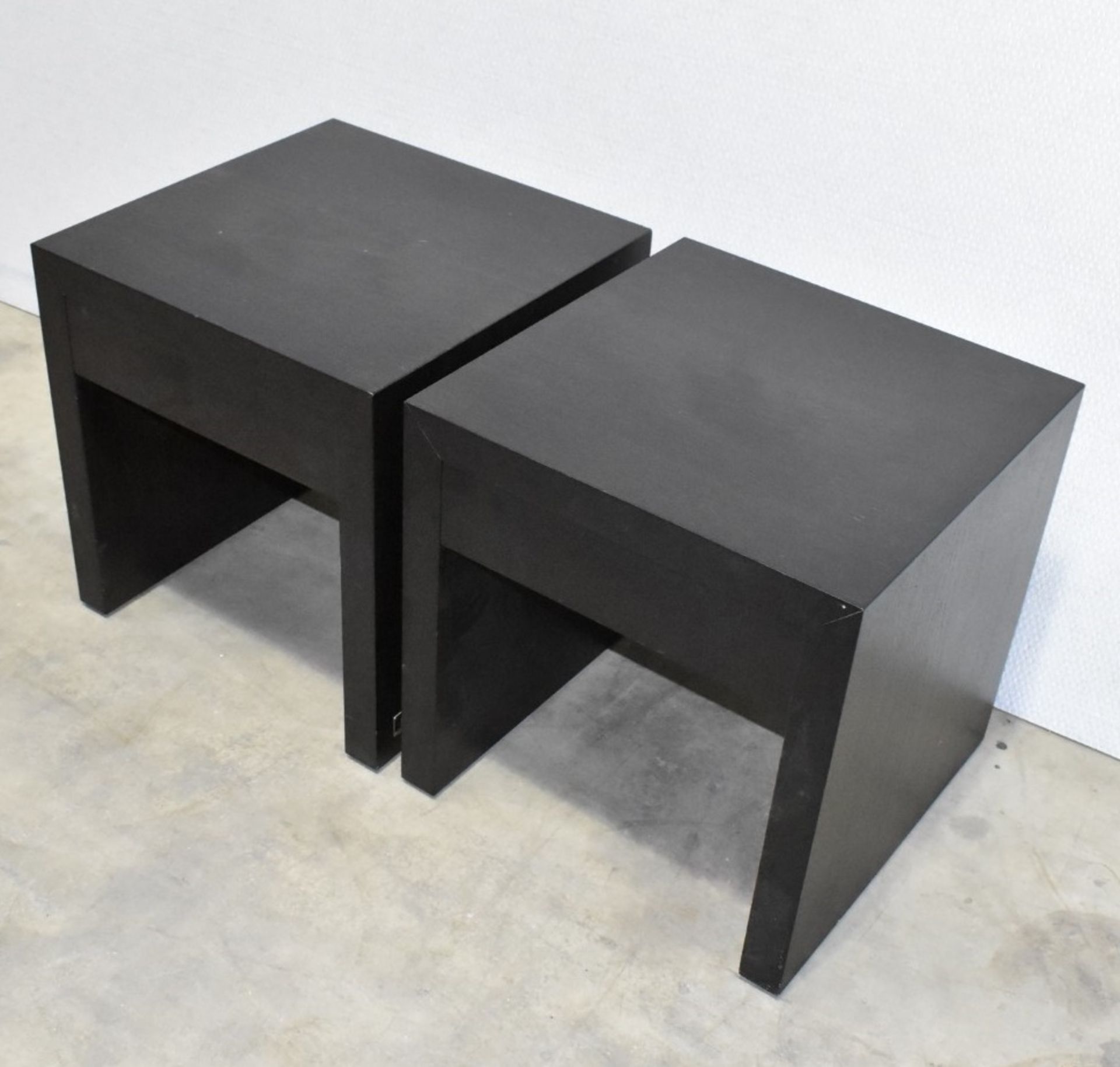Pair of FENDI Modern Designer Wooden Bedside Cabinets Featuring Suede-style Lined 1-Drawer Storage - Image 2 of 15