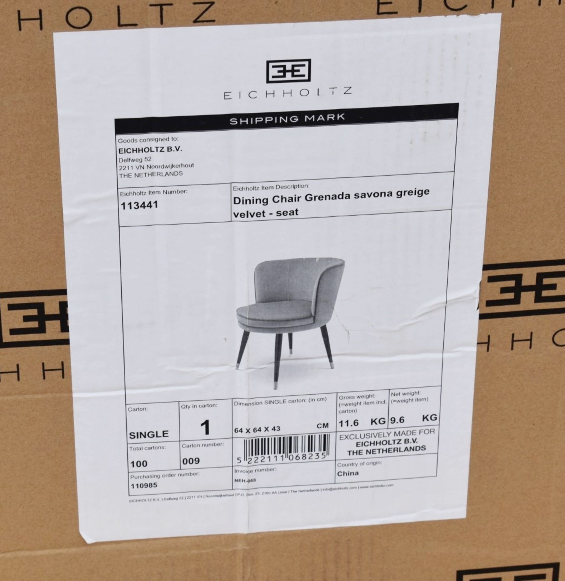 1 x EICHHOLTZ 'Grenada' Luxury Velvet Upholstered Swivel Chair (Top only) - Unused Boxed Stock - - Image 14 of 15