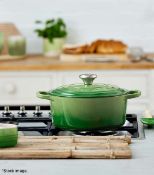 1 x LE CREUSET Enamelled Cast Iron Round Casserole Dish in Bamboo Green (20cm) - RRP £215.00