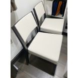 4 x MONTBEL Designer Dining Chairs With Dark Wood Frame And Cream Fabric Upholstery