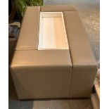 1 x DESIGNER Vegan Leather Grey Coffee Table With Removable Wooden Tray