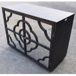 1 x CHANNELS Beautifully Crafted Wooden 2-Door Cabinet with Antiqued Mirror and Fretwork