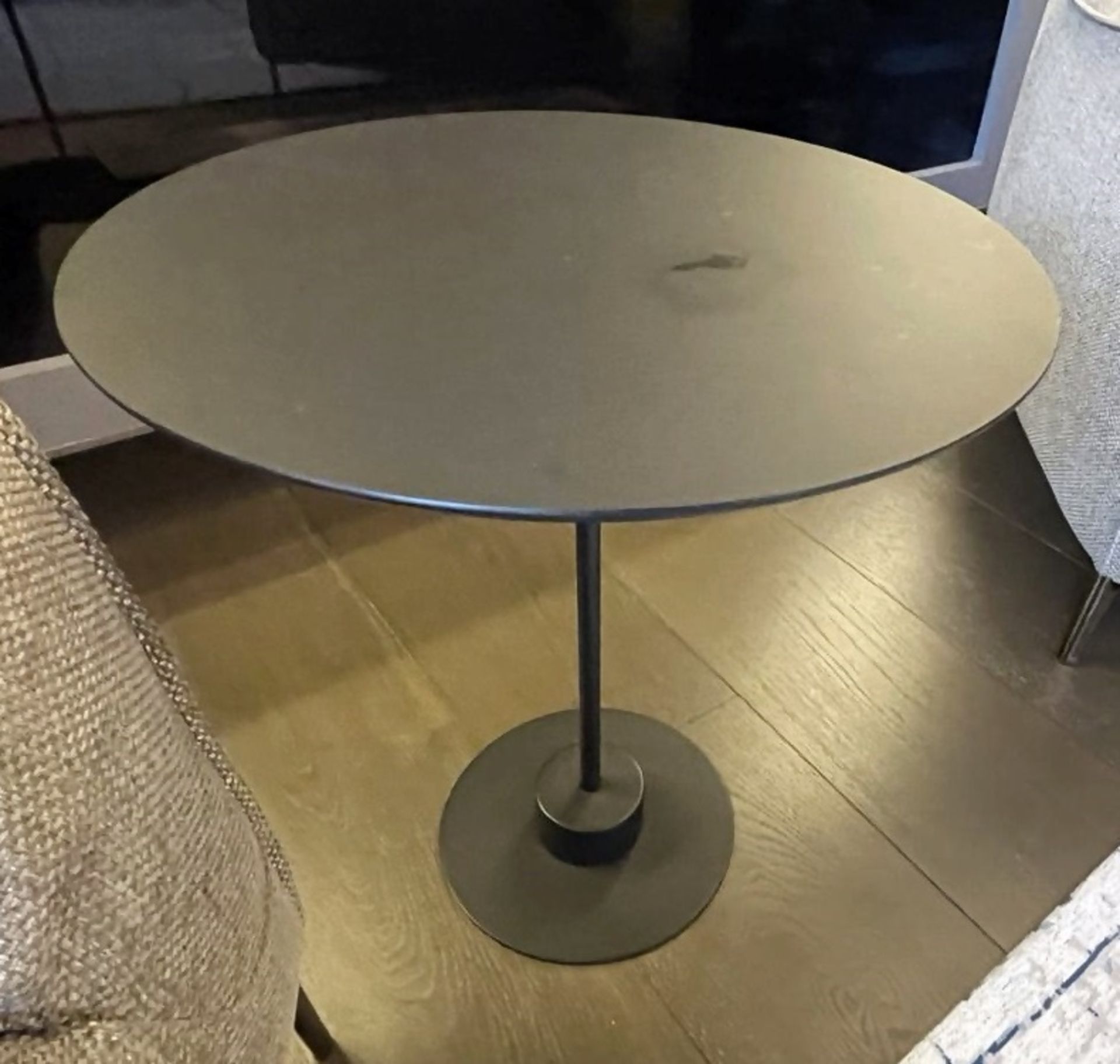 1 x Stylish Round Occasional Metal Table with a Bronzed Finish and Industrial Aesthetic