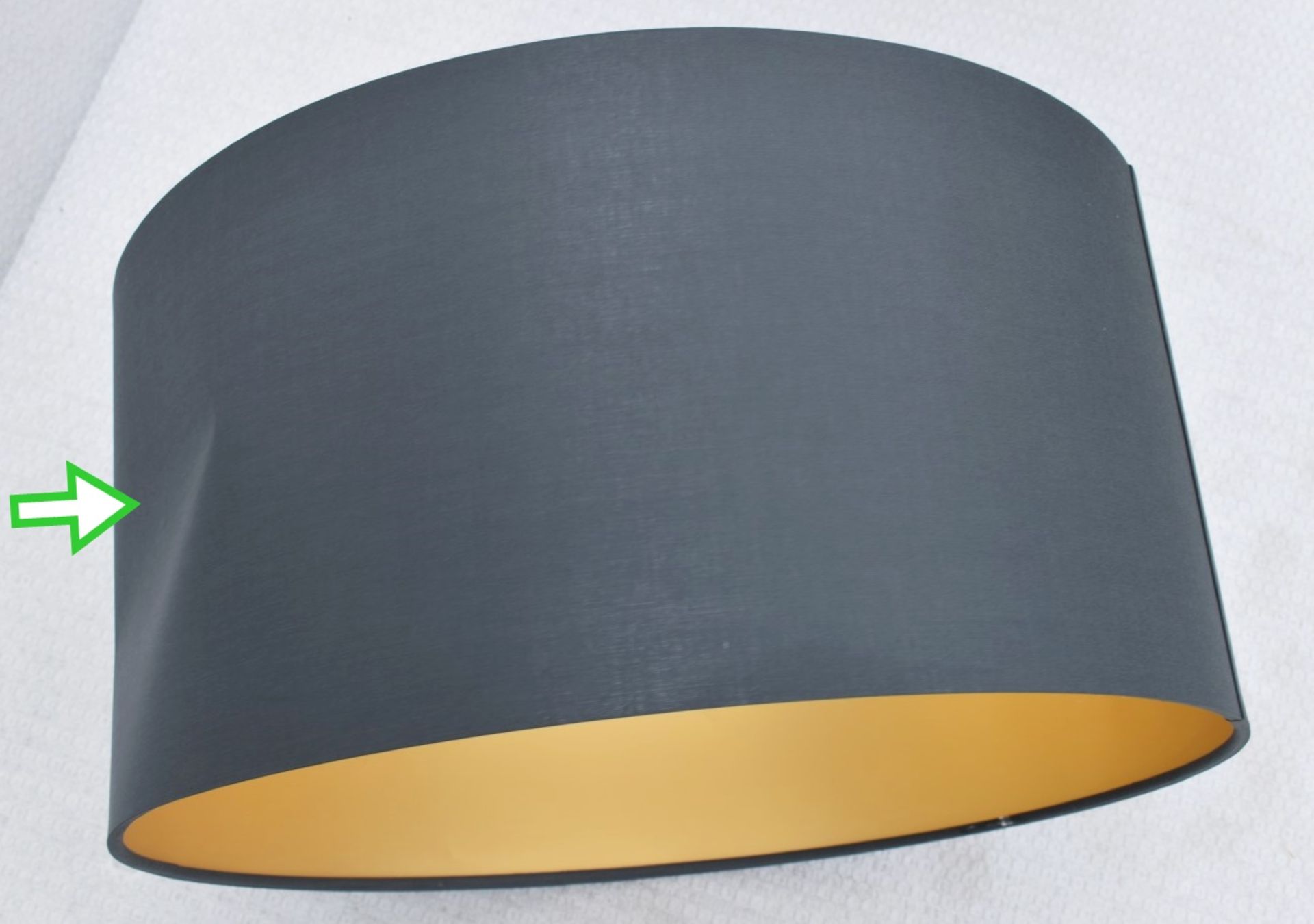 1 x PORADA 'Gary' Designer Floor Lamp Cotton Drum Shade In Charcoal and Gold - Unused Boxed - Image 5 of 5