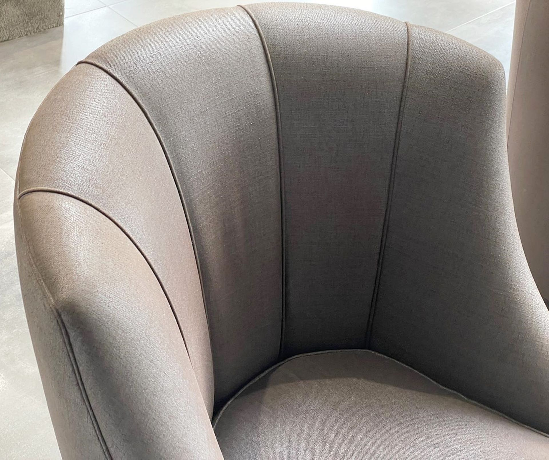 Pair of Luxury Handcrafted Armchairs with Fluted Backs, Richly Upholstered in a Delicately - Image 5 of 9