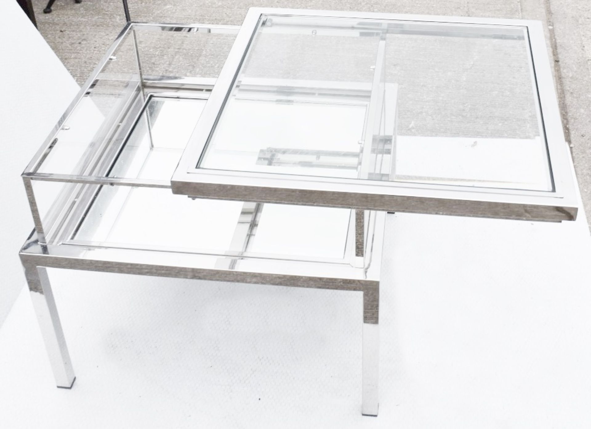 1 x EICHHOLTZ Glass Topped Side Table Harvey With A Polished Steel Frame - Image 2 of 5