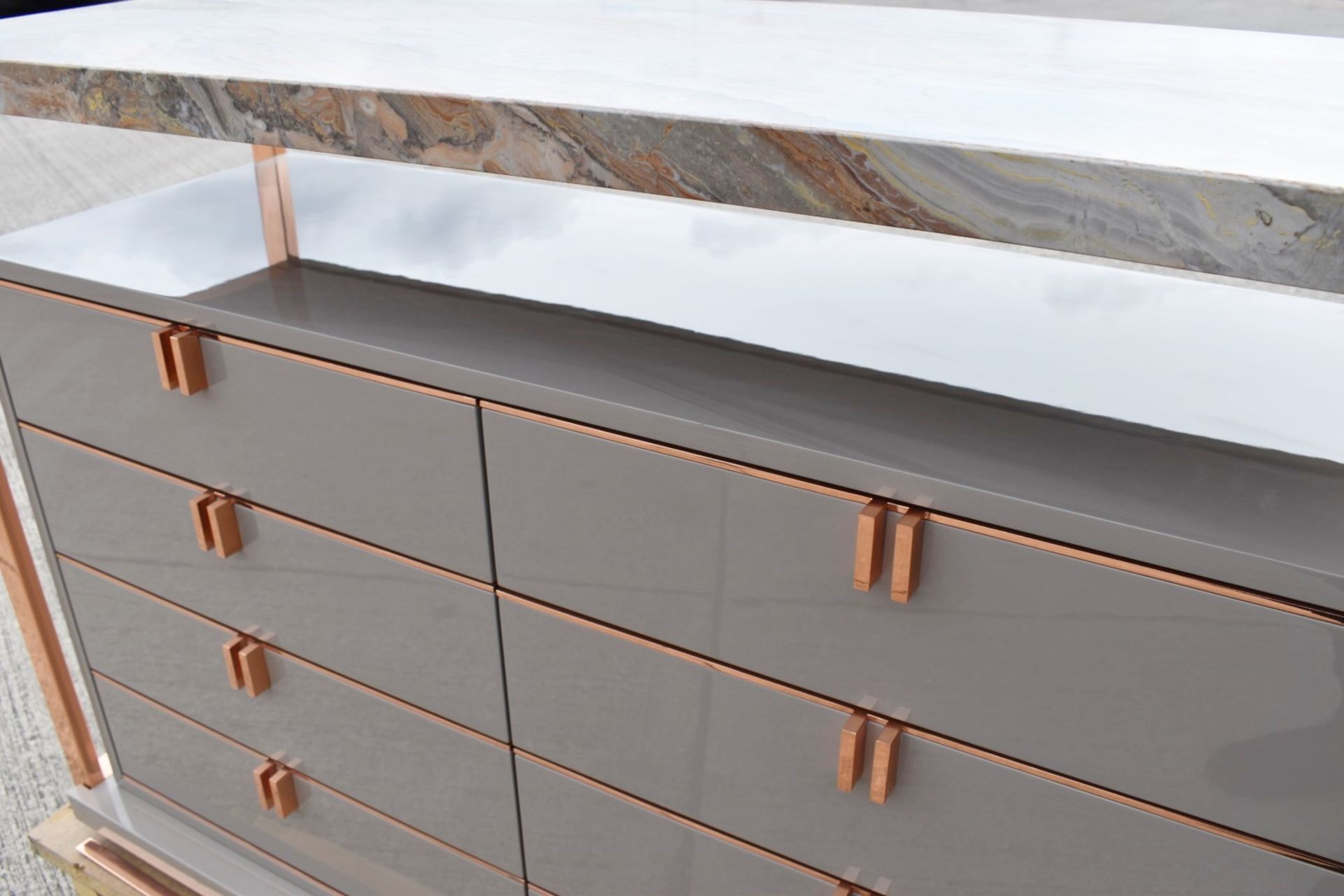 1 x FRATO 'LEXTON' Luxury Custom Ordered Marble Topped Chest of Drawers With Rose Gold Detail - Image 16 of 18