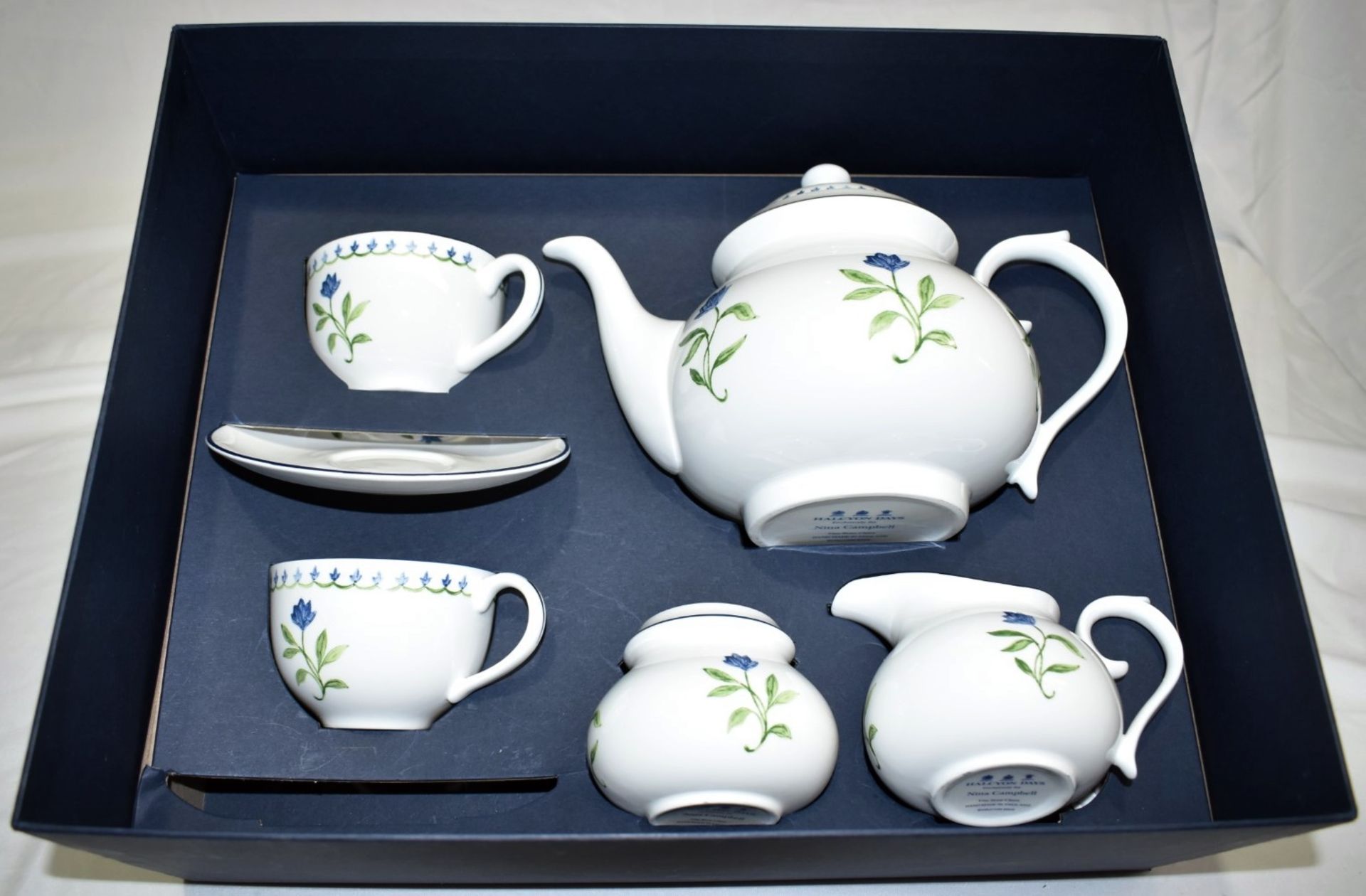 1 x HALCYON DAYS X NINA-CAMPBELL 'Marguerite' Fine Bone China Tea Set - Original Price £515.00 - Image 8 of 10