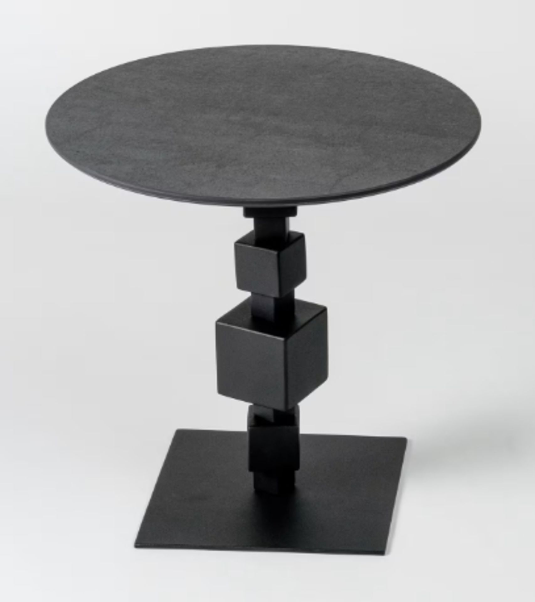 1 x NOLITA Occasional Side Table with a Cubed Metal Base, Bronzed Finish and Industrial - Image 5 of 9