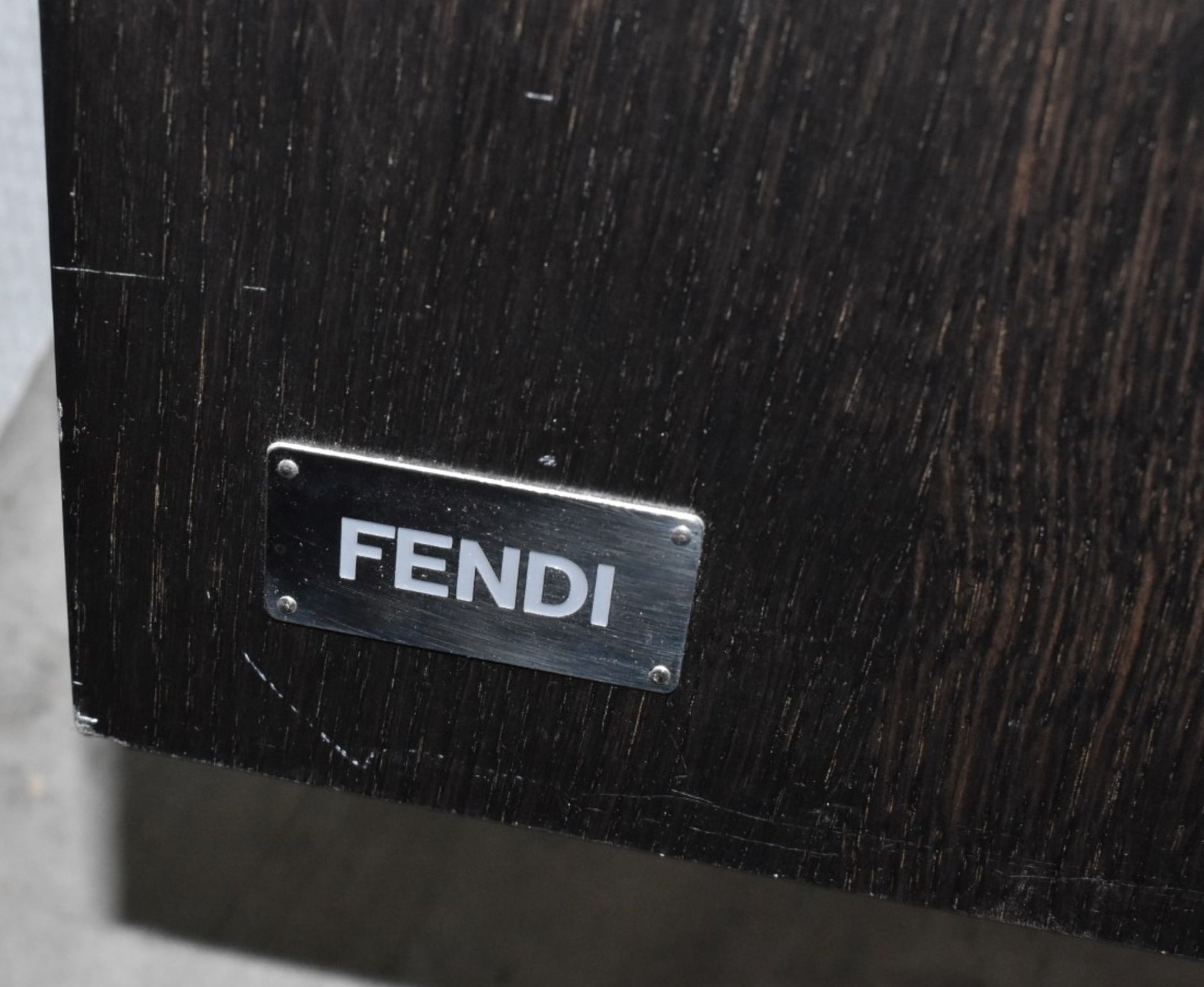 Pair of FENDI Modern Designer Wooden Bedside Cabinets Featuring Suede-style Lined 1-Drawer Storage - Image 5 of 15