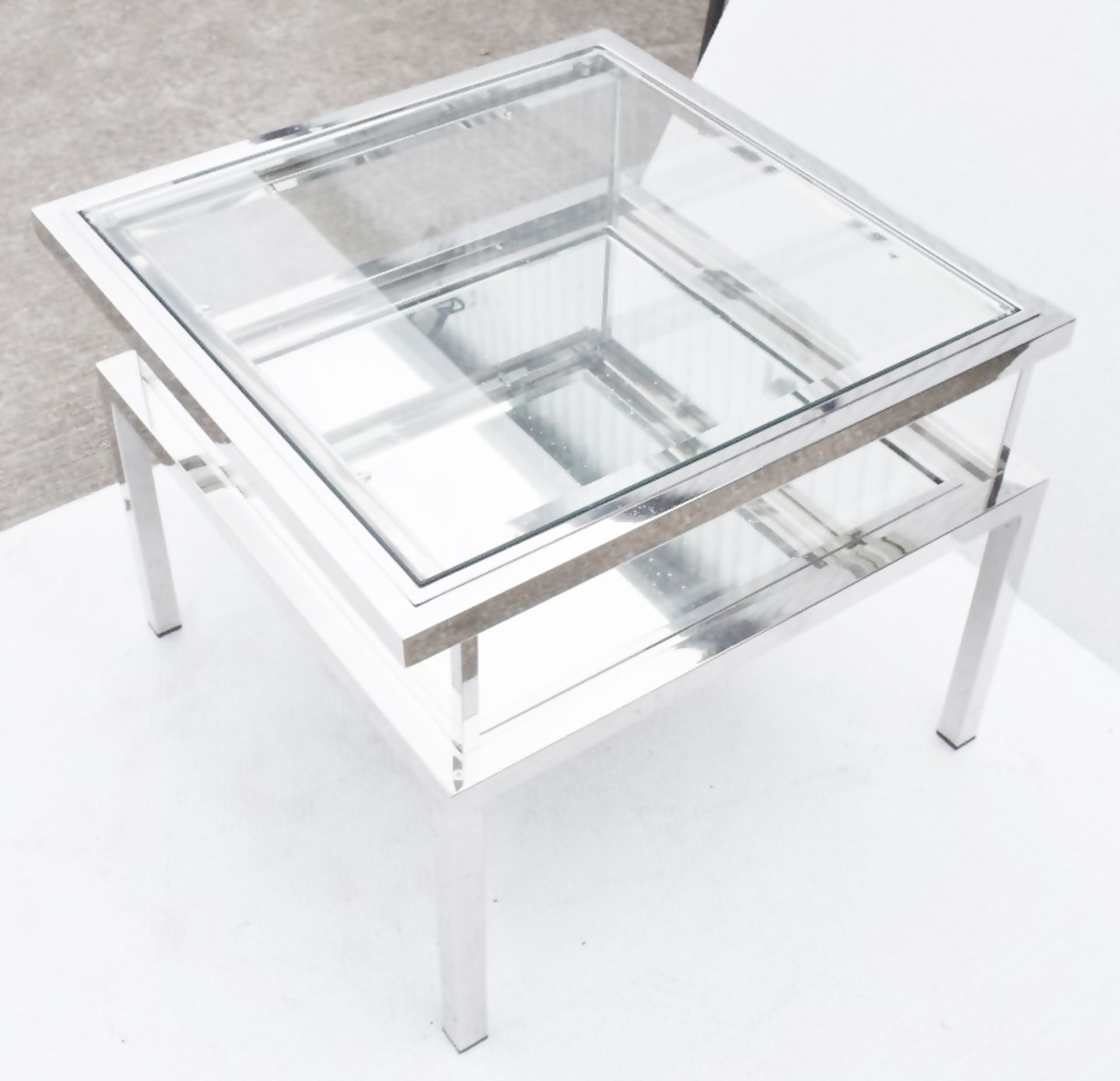 1 x EICHHOLTZ Glass Topped Side Table Harvey With A Polished Steel Frame - Image 3 of 5