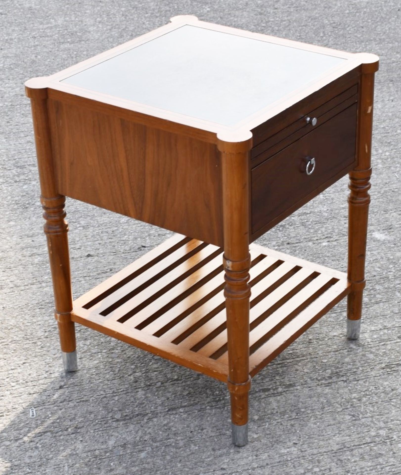 1 x CHANNELS Classically Styled Designer Solid Wood End Table with Pull-Out Tray, 1-Drawer Storage - Image 5 of 6