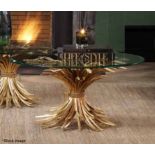 1 x EICHHOLTZ 'Bonheur' 90cm Glass-topped Iron Round Coffee Table With An Antique Gold Finish