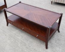 1 x Elegant Handcrafted Solid Wood Coffee / Cocktail Table with False Drawer Frontage - Recently