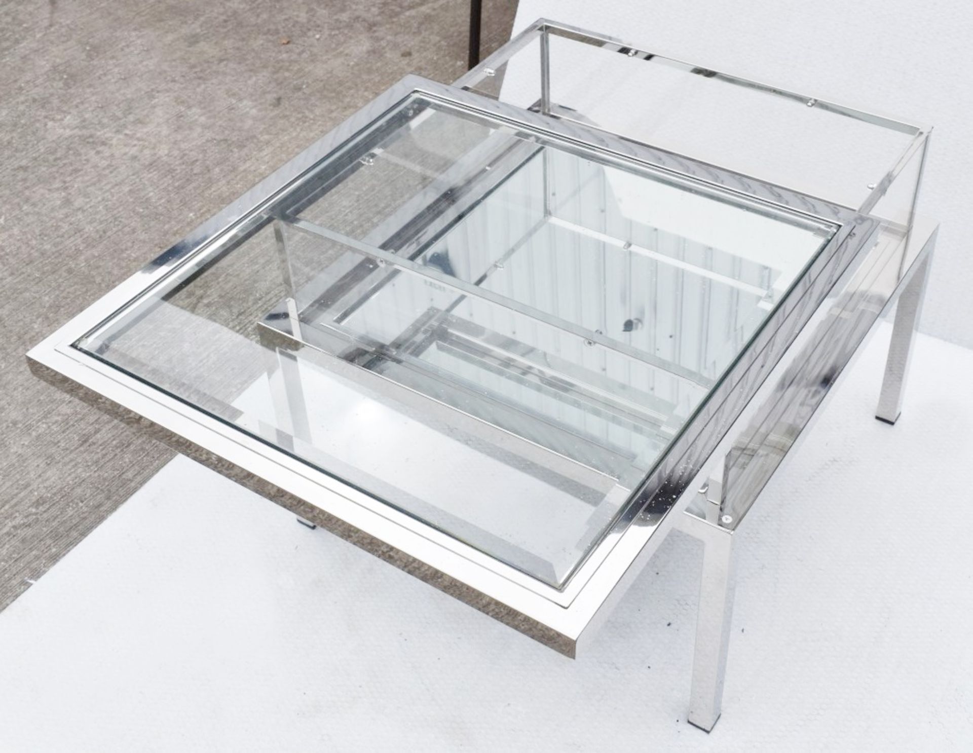 1 x EICHHOLTZ Glass Topped Side Table Harvey With A Polished Steel Frame - Image 4 of 5