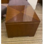 1 x Solid Wood Glass-topped Cube Coffee Table With Marquetry Detail On Top - Recently Procured