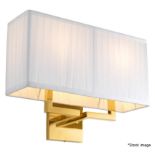 1 x EICHHOLTZ Westbrook Luxury Wall Lamp with Gold Finish and Pleated White Lampshade - RRP £450.00