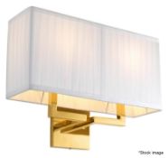 1 x EICHHOLTZ Westbrook Luxury Wall Lamp with Gold Finish and Pleated White Lampshade - RRP £450.00