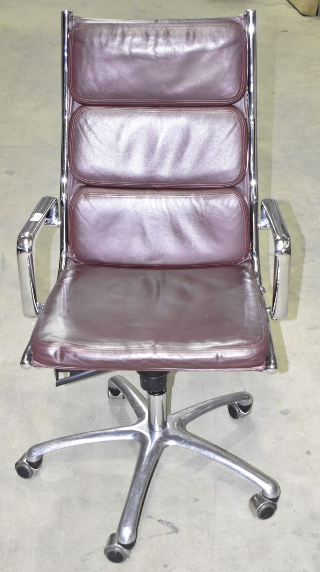 1 x LUXY Leather Upholstered Soft Pad Office Swivel Chair, Dark Brown - RRP £1,600 - Bild 8 aus 8